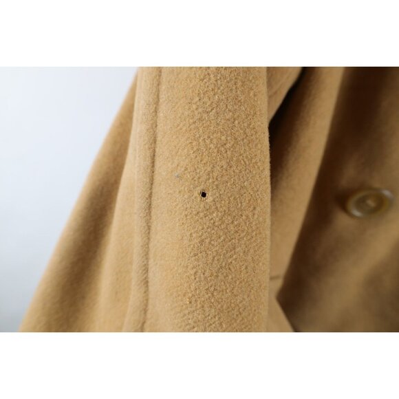 Vtg 40s Aquascutum Womens Large Distressed Wool Overcoat Jacket Beige England - Picture 11 of 16